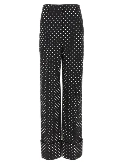 Valentino Garavani Polka Dot Viscose Trousers In Black