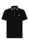Valentino Garavani Black Polo Shirt With Classic Bicolor Collar And Logo Patch On The Front In Cotto