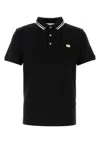 Valentino Garavani Black Polo Shirt With Classic Bicolor Collar And Logo Patch On The Front In Cotto In Black