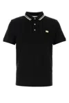 Valentino Garavani Black Polo Shirt With Classic Bicolor Collar And Logo Patch On The Front In Cotto In Black