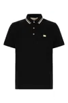 Valentino Garavani Black Polo Shirt With Classic Bicolor Collar And Logo Patch On The Front In Cotto In Black