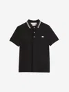 Valentino Garavani Black Polo Shirt With Classic Bicolor Collar And Logo Patch On The Front In Cotto In Black