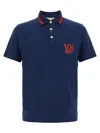 Valentino Cotton Piquet Polo With Vg Embroidery In Blue