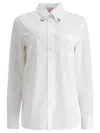 Valentino Faux Pearl-embellished Cotton Poplin Shirt In White