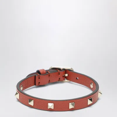 Valentino Garavani Valentino Spike Leather Bracelet In Brown