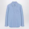 Valentino Clear Blue Button-up Shirt With Decorative Collar Buttons