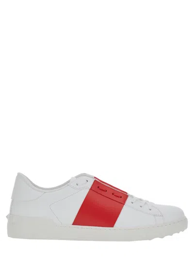 Valentino Garavani Premium Calfskin Lace-up Sneakers For Men In White