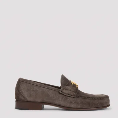 Valentino Garavani Premium Leather Loafers For Men In Brown