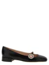 Valentino Embellished Leather Mary Jane Flats In Black