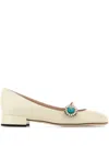 Valentino Embellished Square Toe Ballet Flats With Low Block Heel In Neutral