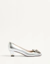 Valentino Garavani Preshoes Pumps In Laminated Nappa With 45mm Crystals Woman Silver 42 In Argent