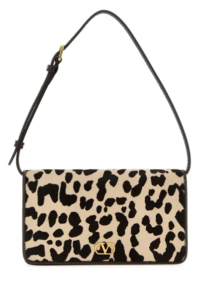 Valentino Garavani Printed Calf Hair Mini Vlogo Signature Shoulder Bag In White