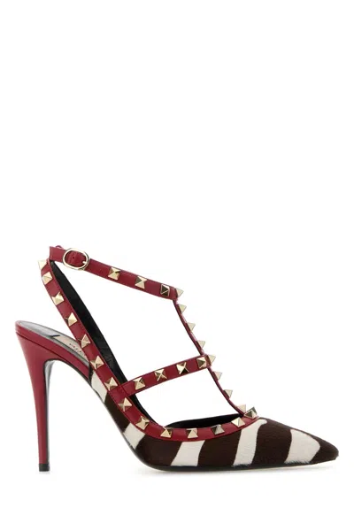 Valentino Garavani Printed Calf Hair Rockstud Pumps In Red