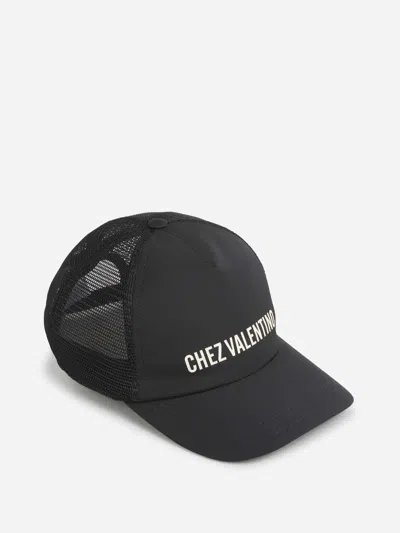Valentino Garavani Printed Cotton Cap In Black