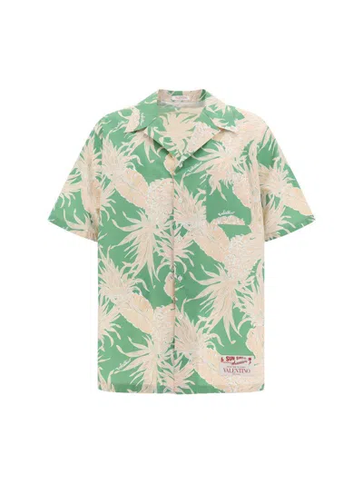 Valentino Pineapple Print Bowling Shirt In Green