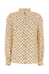 Valentino Crepe De Chine Shirt With Cherryfic Print In Neutral