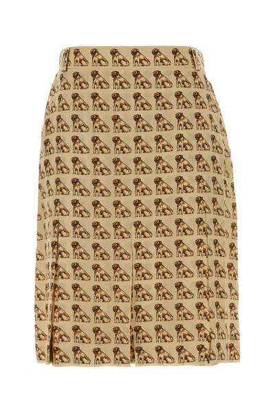Valentino Garavani Printed Crepe Skirt In Brown