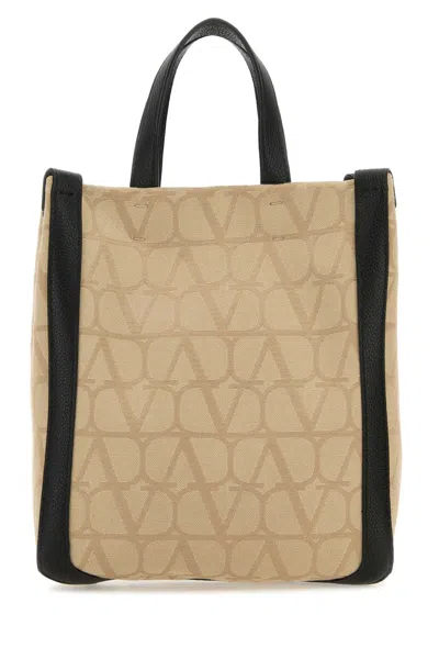Valentino Garavani Printed Iconography Shopping Handbag With Enamel Hardware In Brown
