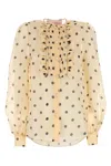 Valentino Garavani Printed Organza Shirt In Brown