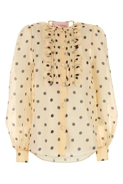 Valentino Garavani Printed Organza Shirt In Brown