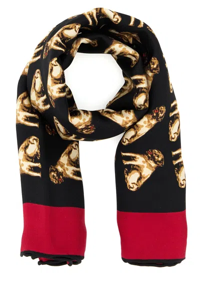 Valentino Garavani Foulard Petit Charles In Seta Stampata Donna In Black