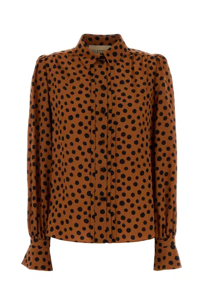Valentino Garavani Printed Silk Shirt For Women In Brown