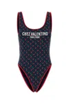 Valentino Garavani Lycra Swimsuit With Cherryfic Print In Blue
