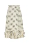 Valentino Womens Betulla Nero Polka-dot Ruffled Woven Midi Skirt