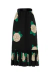 Valentino Womens Nero Avorio Verde Floral-print Silk-crepe Maxi Skirt In Black