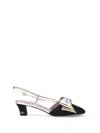 Valentino Slingback Decollete Bowow In Moire Tissue In Black