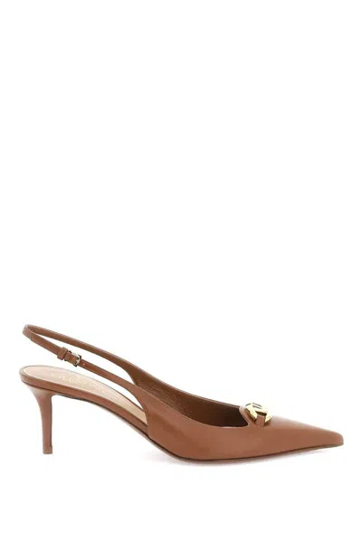 Valentino Garavani Slingback Pumps Vlogo The Bold Edition Tobacco In Brown