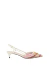 Valentino Multicolor Crochet Vlogo Pumps In Pink