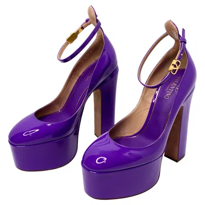 Pre-owned Valentino Garavani Purple Tan-go Patent Leather Platform Pumps
