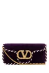 Valentino Purple Velvet Loca Clutch In Purple