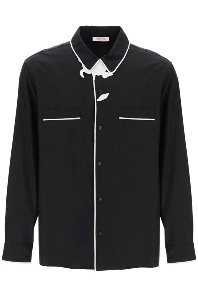 Valentino "pyjama-style Shirt With Flower In Black