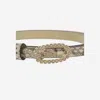 Valentino Garavani Python Leather With Crystal Buckle Belt In Beige