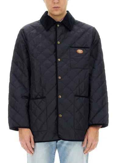 Valentino Garavani Quilted Nylon Shirt Jacket In Black
