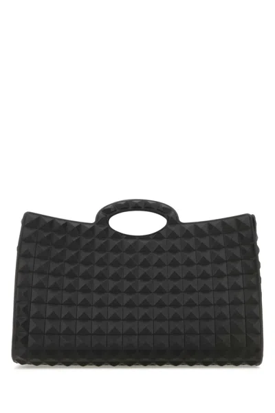 Valentino Garavani Quilted Rubber Clutch In Black