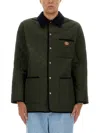 Valentino Quilted Shirt Jacket With "vlogo" Patch In Green