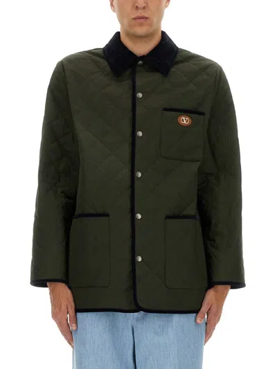 VALENTINO VALENTINO GARAVANI QUILTED SHIRT JACKET WITH "VLOGO" PATCH