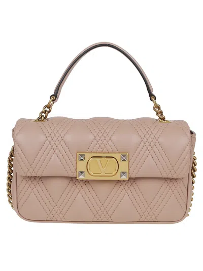 Valentino Garavani Quilted Top Handle Shoulder Bag With Signature Vlogo In Pink