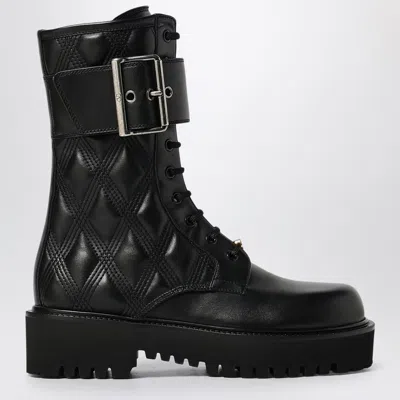 Valentino Garavani Quiltie 67 Combat Boots Black Leather
