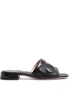 Valentino Black Quilted Nappa Leather Quiltie 67 Slide Sandals In Black