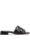 Valentino Black Quilted Nappa Leather Quiltie 67 Slide Sandals In Black