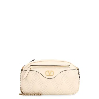 Valentino Garavani Quiltie 67 Leather Shoulder Bag In White