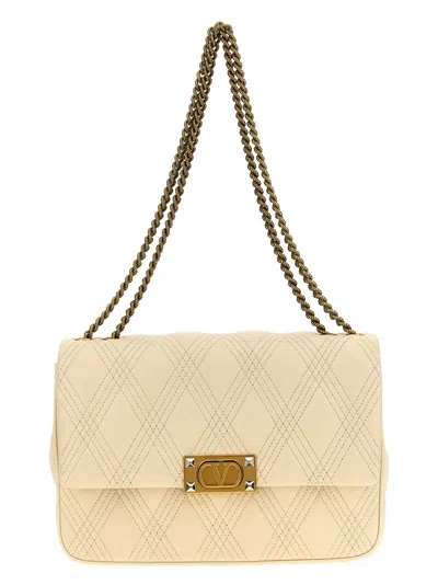 Valentino Garavani White Quiltie 67 Small Shoulder Bag In Neutral