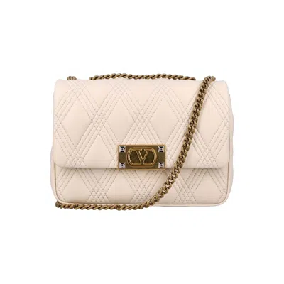 Valentino Garavani Quiltie 67 Medium Shoulder Bag In White