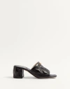 Valentino Black Leather Quiltie Mules