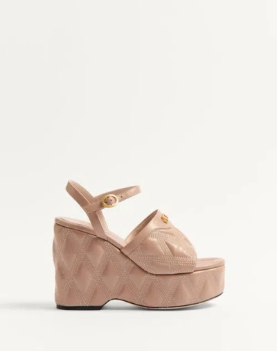 Valentino Garavani Quiltie Wedge Sandal 67 In Quilted Nappa 120mm Woman Rose Cannelle 41