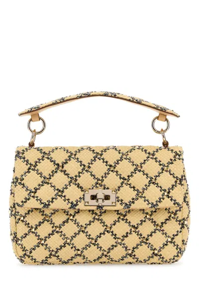 Valentino Garavani Raffia Rockstud Handbag In Multi